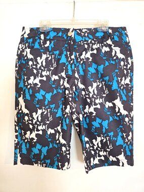 N'vo bu LanctotAbstract Blue/Grey Bermuda Golf Shorts Stretch Size 6